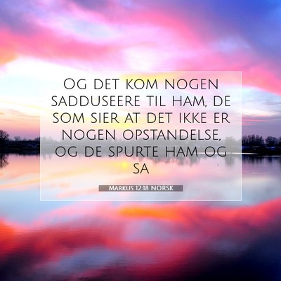 Picture 07 - Markus 12:18 NORSK - Og det kom nogen sadduseere til ham, de som sier - Bible Verse Picture