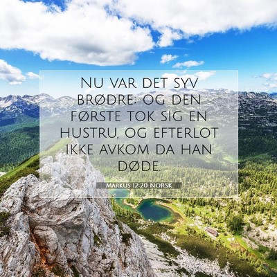 Picture 07 - Markus 12:20 NORSK - Nu var det syv brødre; og den første tok sig en - Bible Verse Picture