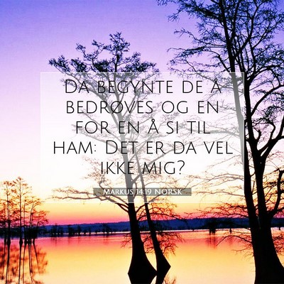 Picture 07 - Markus 14:19 NORSK - Da begynte de å bedrøves og en for en å si til - Bible Verse Picture
