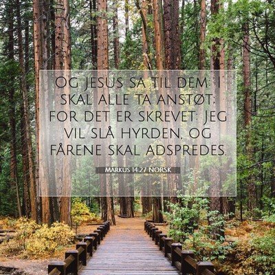 Picture 07 - Markus 14:27 NORSK - Og Jesus sa til dem: I skal alle ta anstøt; for - Bible Verse Picture