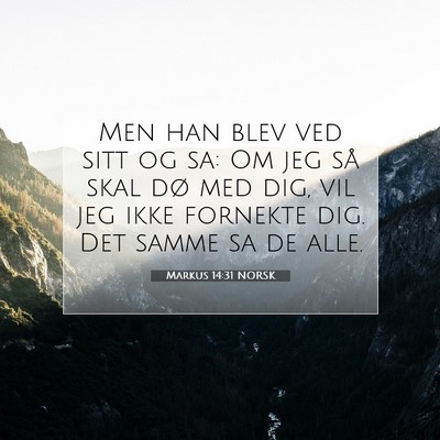 Picture 07 - Markus 14:31 NORSK - Men han blev ved sitt og sa: Om jeg så skal dø - Bible Verse Picture