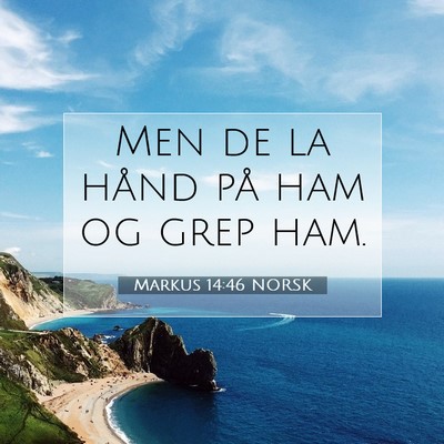 Picture 07 - Markus 14:46 NORSK - Men de la hånd på ham og grep - Bible Verse Picture