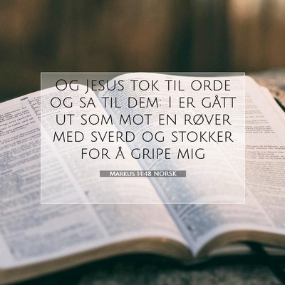 Picture 07 - Markus 14:48 NORSK - Og Jesus tok til orde og sa til dem: I er gått - Bible Verse Picture