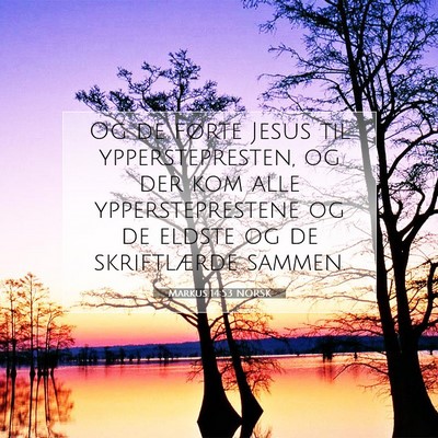 Picture 07 - Markus 14:53 NORSK - Og de førte Jesus til ypperstepresten, og der - Bible Verse Picture