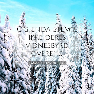 Picture 07 - Markus 14:59 NORSK - Og enda stemte ikke deres vidnesbyrd - Bible Verse Picture