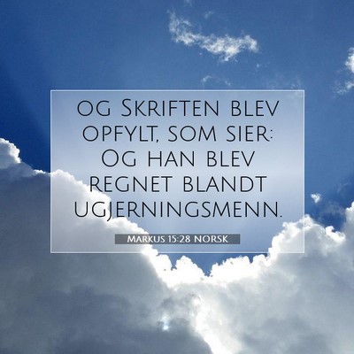 Picture 07 - Markus 15:28 NORSK - og Skriften blev opfylt, som sier: Og han blev - Bible Verse Picture