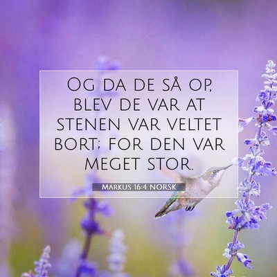 Picture 07 - Markus 16:4 NORSK - Og da de så op, blev de var at stenen var veltet - Bible Verse Picture