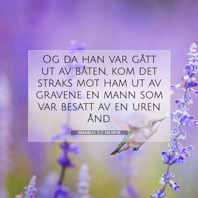 Picture 07 - Markus 5:2 NORSK - Og da han var gått ut av båten, kom det straks - Bible Verse Picture
