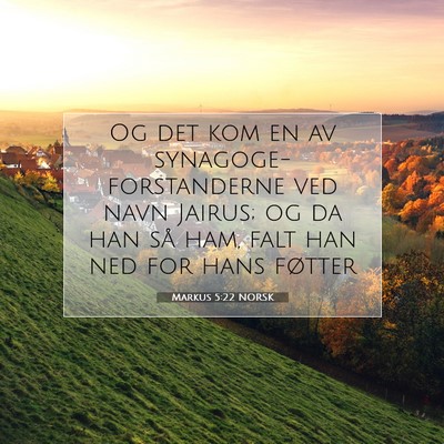 Picture 07 - Markus 5:22 NORSK - Og det kom en av synagoge-forstanderne ved navn - Bible Verse Picture