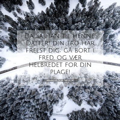 Picture 07 - Markus 5:34 NORSK - Da sa han til henne: Datter! din tro har frelst - Bible Verse Picture