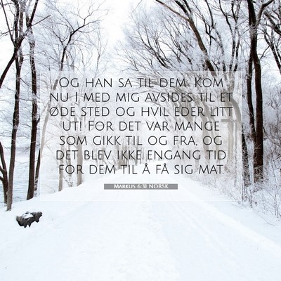 Picture 07 - Markus 6:31 NORSK - Og han sa til dem: Kom nu I med mig avsides til - Bible Verse Picture