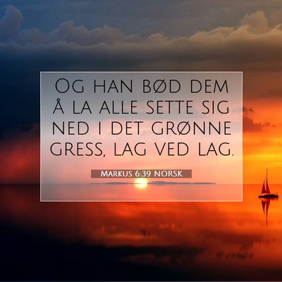 Picture 07 - Markus 6:39 NORSK - Og han bød dem å la alle sette sig ned i det - Bible Verse Picture