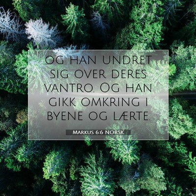 Picture 07 - Markus 6:6 NORSK - og han undret sig over deres vantro. Og han gikk - Bible Verse Picture