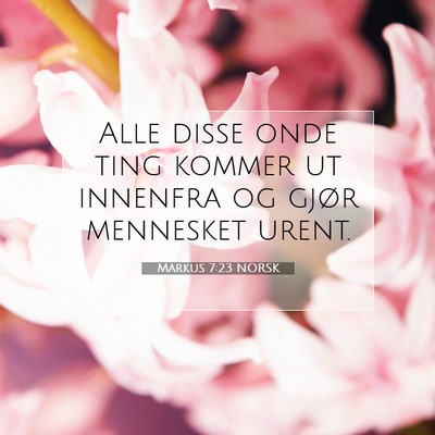 Picture 07 - Markus 7:23 NORSK - Alle disse onde ting kommer ut innenfra og gjør - Bible Verse Picture