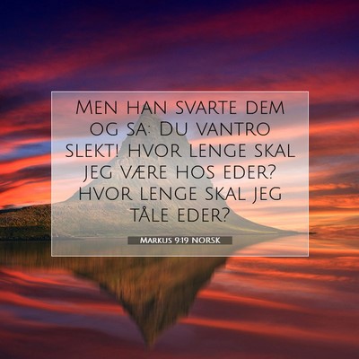 Picture 07 - Markus 9:19 NORSK - Men han svarte dem og sa: Du vantro slekt! hvor - Bible Verse Picture