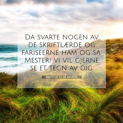 Picture 07 - Matteus 12:38 NORSK - Da svarte nogen av de skriftlærde og fariseerne - Bible Verse Picture