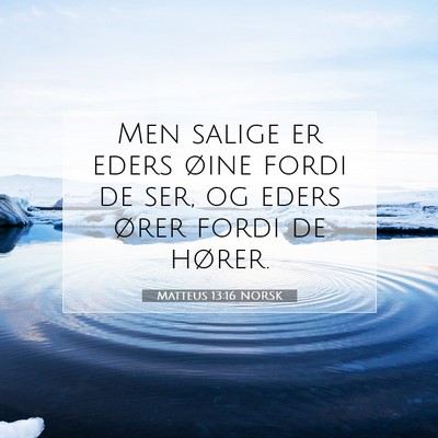 Picture 07 - Matteus 13:16 NORSK - Men salige er eders øine fordi de ser, og eders - Bible Verse Picture
