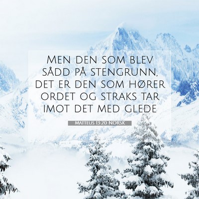 Picture 07 - Matteus 13:20 NORSK - Men den som blev sådd på stengrunn, det er den - Bible Verse Picture