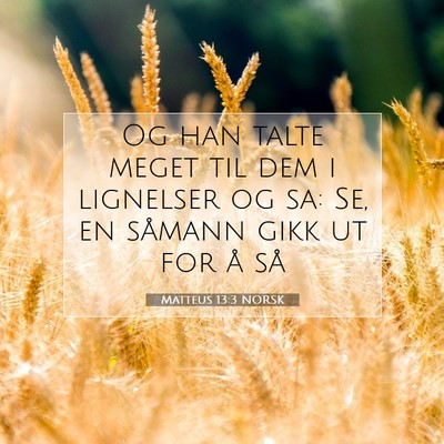 Picture 07 - Matteus 13:3 NORSK - Og han talte meget til dem i lignelser og sa: Se, - Bible Verse Picture