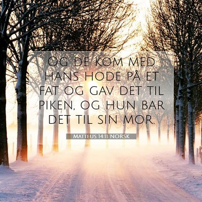 Picture 07 - Matteus 14:11 NORSK - Og de kom med hans hode på et fat og gav det til - Bible Verse Picture