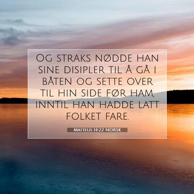 Picture 07 - Matteus 14:22 NORSK - Og straks nødde han sine disipler til å gå i - Bible Verse Picture