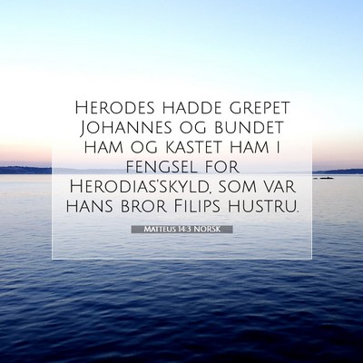 Picture 07 - Matteus 14:3 NORSK - Herodes hadde grepet Johannes og bundet ham og - Bible Verse Picture