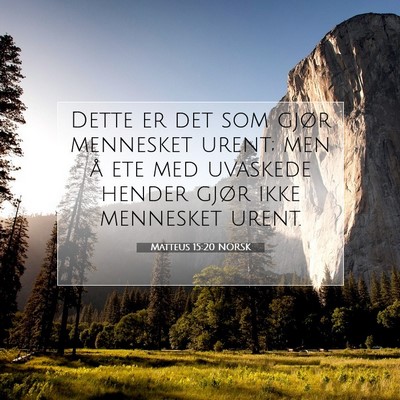 Picture 07 - Matteus 15:20 NORSK - Dette er det som gjør mennesket urent; men å - Bible Verse Picture