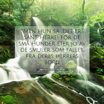 Picture 07 - Matteus 15:27 NORSK - Men hun sa: Det er sant, Herre! for de små - Bible Verse Picture