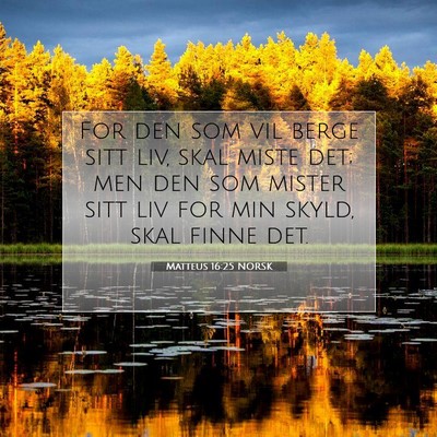 Picture 07 - Matteus 16:25 NORSK - For den som vil berge sitt liv, skal miste det; - Bible Verse Picture