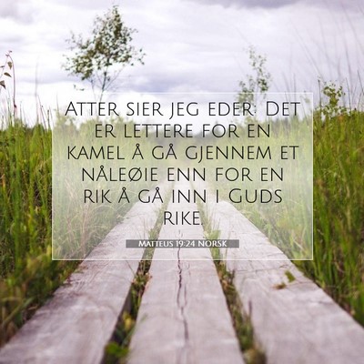 Picture 07 - Matteus 19:24 NORSK - Atter sier jeg eder: Det er lettere for en kamel - Bible Verse Picture