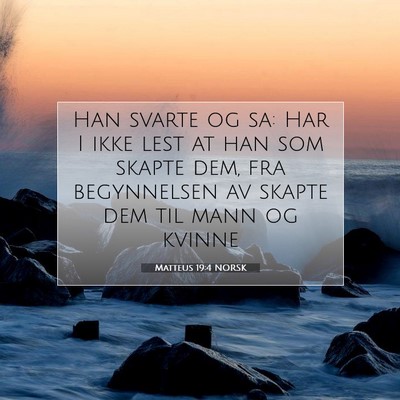 Picture 07 - Matteus 19:4 NORSK - Han svarte og sa: Har I ikke lest at han som - Bible Verse Picture
