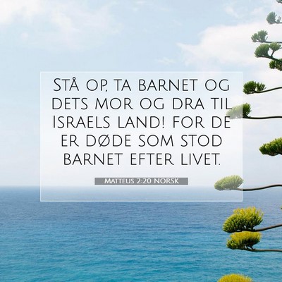 Picture 07 - Matteus 2:20 NORSK - Stå op, ta barnet og dets mor og dra til Israels - Bible Verse Picture