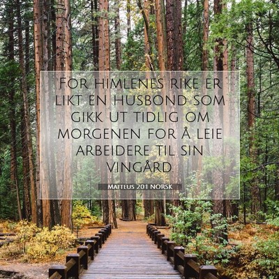Picture 07 - Matteus 20:1 NORSK - For himlenes rike er likt en husbond som gikk ut - Bible Verse Picture