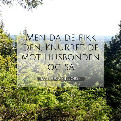 Picture 07 - Matteus 20:11 NORSK - Men da de fikk den, knurret de mot husbonden og - Bible Verse Picture