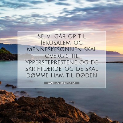 Picture 07 - Matteus 20:18 NORSK - Se, vi går op til Jerusalem, og Menneskesønnen - Bible Verse Picture