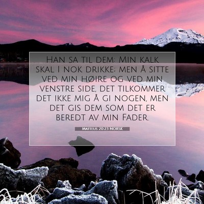 Picture 07 - Matteus 20:23 NORSK - Han sa til dem: Min kalk skal I nok drikke; men - Bible Verse Picture