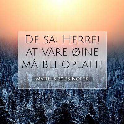 Picture 07 - Matteus 20:33 NORSK - De sa: Herre! at våre øine må bli - Bible Verse Picture