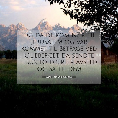 Picture 07 - Matteus 21:1 NORSK - Og da de kom nær til Jerusalem og var kommet til - Bible Verse Picture