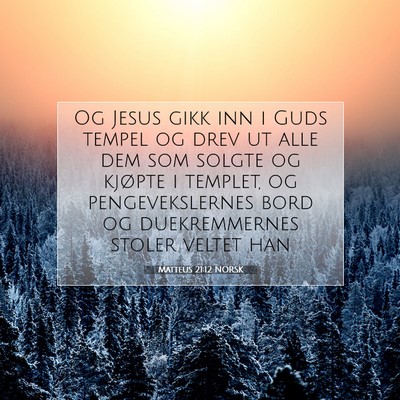 Picture 07 - Matteus 21:12 NORSK - Og Jesus gikk inn i Guds tempel og drev ut alle - Bible Verse Picture