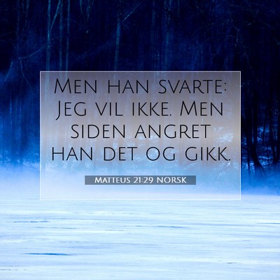 Picture 07 - Matteus 21:29 NORSK - Men han svarte: Jeg vil ikke. Men siden angret - Bible Verse Picture