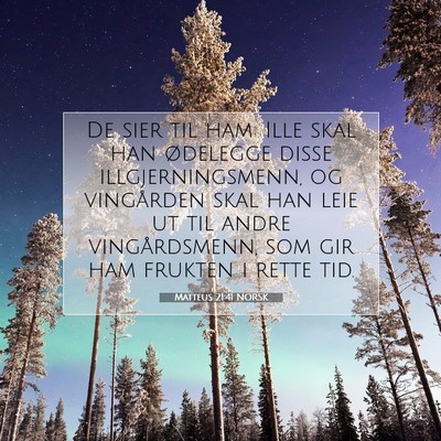 Picture 07 - Matteus 21:41 NORSK - De sier til ham: Ille skal han ødelegge disse - Bible Verse Picture