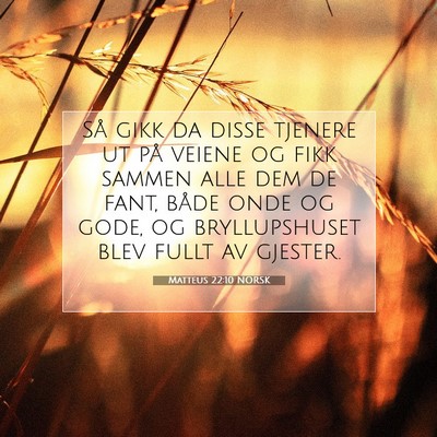 Picture 07 - Matteus 22:10 NORSK - Så gikk da disse tjenere ut på veiene og fikk - Bible Verse Picture