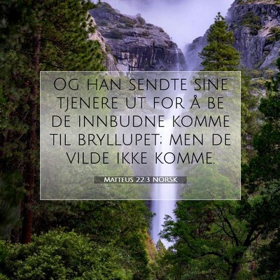 Picture 07 - Matteus 22:3 NORSK - Og han sendte sine tjenere ut for å be de - Bible Verse Picture