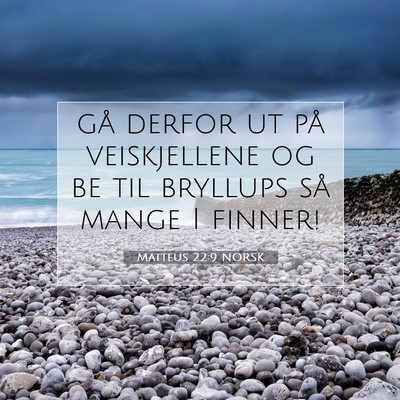 Picture 07 - Matteus 22:9 NORSK - gå derfor ut på veiskjellene og be til bryllups - Bible Verse Picture