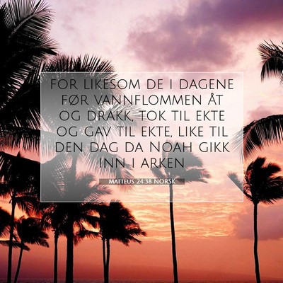 Picture 07 - Matteus 24:38 NORSK - for likesom de i dagene før vannflommen åt og - Bible Verse Picture