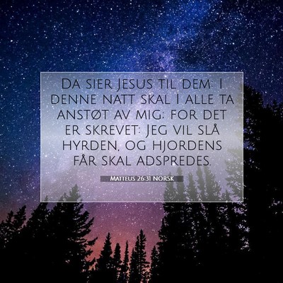 Picture 07 - Matteus 26:31 NORSK - Da sier Jesus til dem: I denne natt skal I alle - Bible Verse Picture