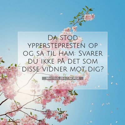 Picture 07 - Matteus 26:62 NORSK - Da stod ypperstepresten op og sa til ham: Svarer - Bible Verse Picture