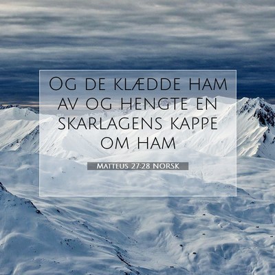 Picture 07 - Matteus 27:28 NORSK - Og de klædde ham av og hengte en skarlagens - Bible Verse Picture