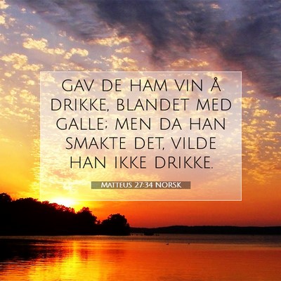 Picture 07 - Matteus 27:34 NORSK - gav de ham vin å drikke, blandet med galle; men - Bible Verse Picture