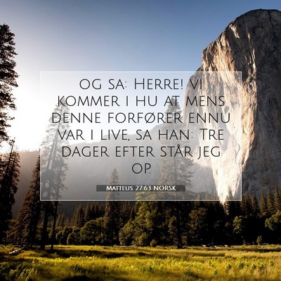 Picture 07 - Matteus 27:63 NORSK - og sa: Herre! vi kommer i hu at mens denne - Bible Verse Picture